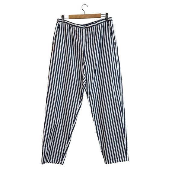 Max Mara Leisure Striped Pants Cotton Women's US 14 High Waist Casual Relaxed - Picture 1 of 7